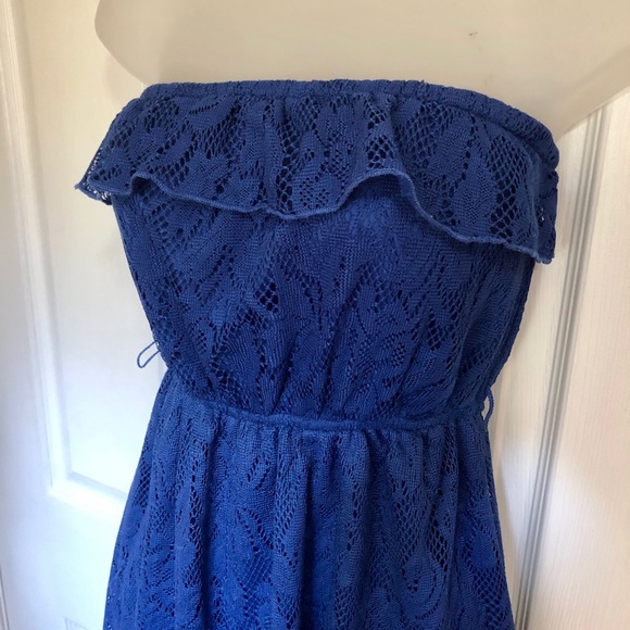 Trixxi Blue Lace Ruffle Top High-low Dress - Picture 5 of 6